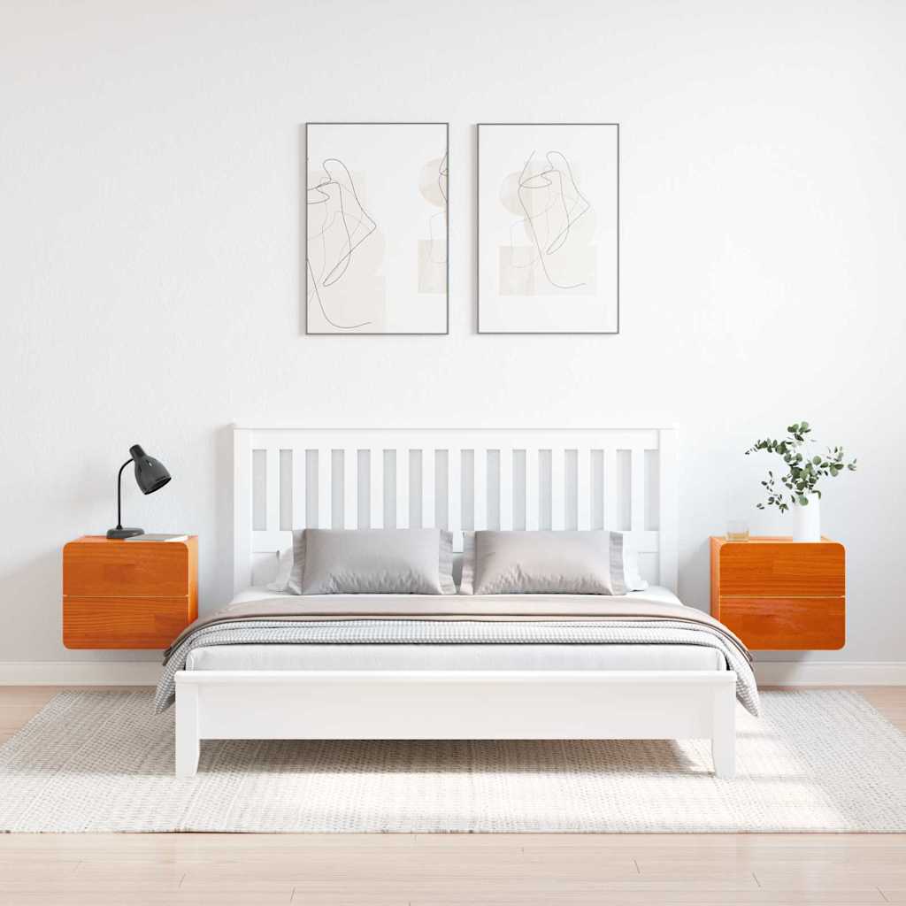 Sengebord 2 pcs Brun 39 x 34 x 33 cm Massivt fyrretræ