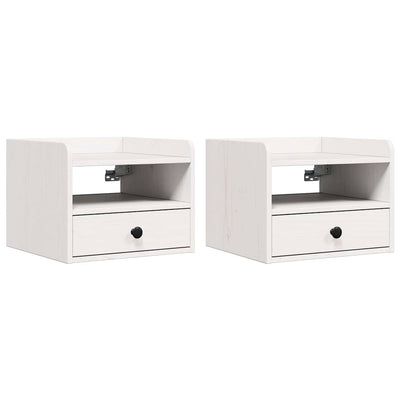 Sengebord 2 pcs Hvid 38 x 36 x 29,5 cm Massivt fyrretræ