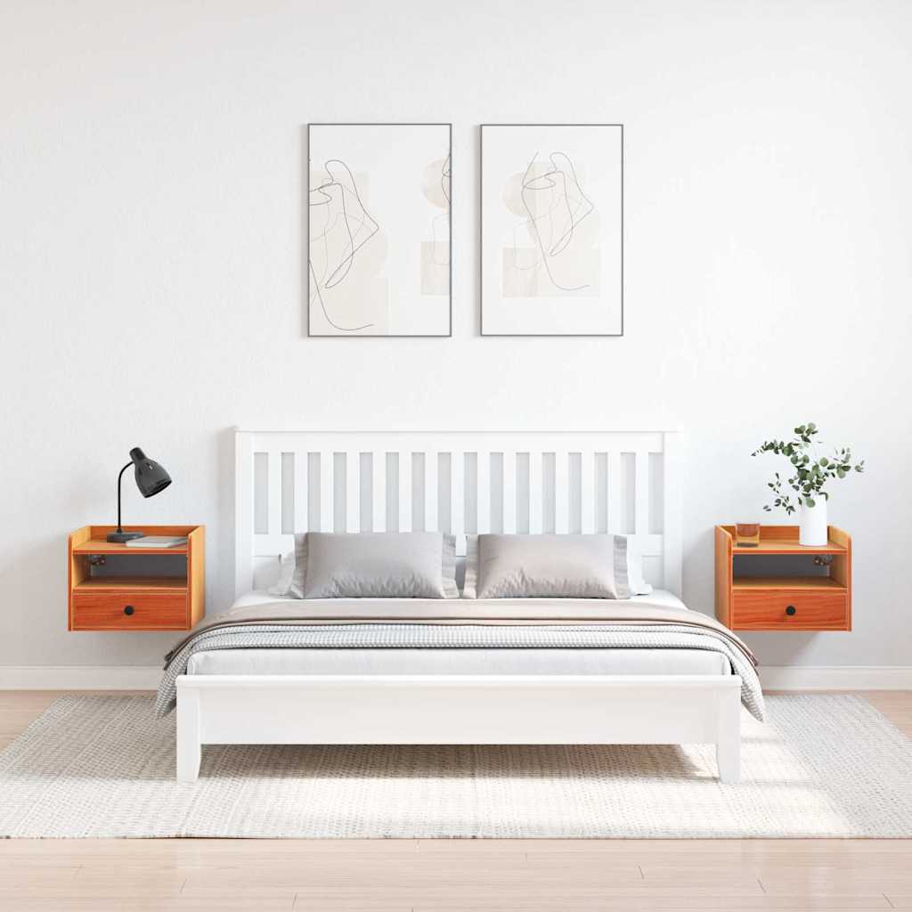 Sengebord 2 pcs Voks brun 38 x 36 x 29,5 cm Massivt fyrretræ
