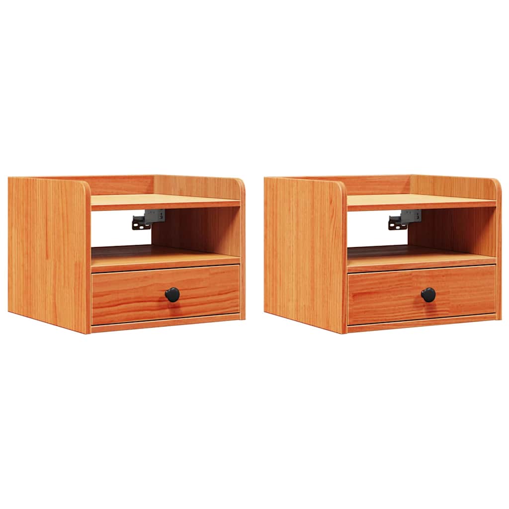 Sengebord 2 pcs Voks brun 38 x 36 x 29,5 cm Massivt fyrretræ