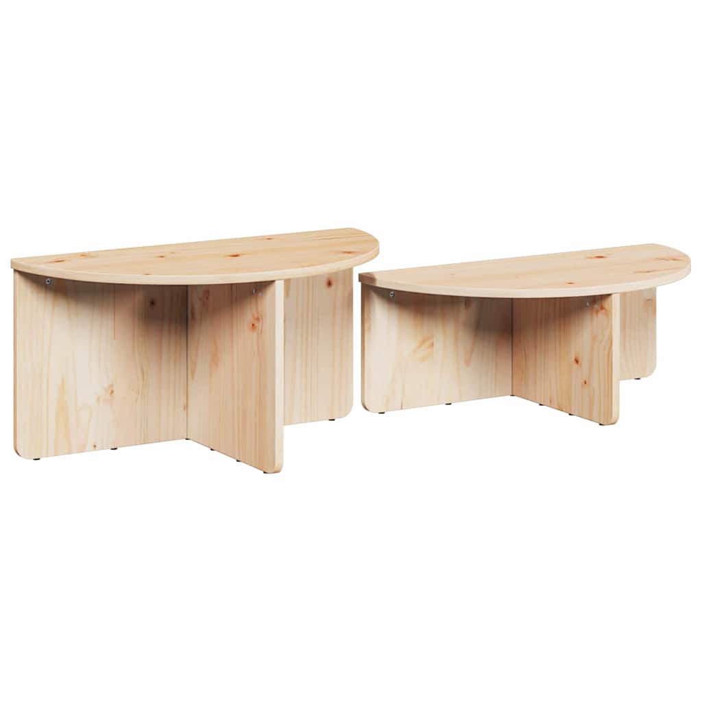 Sofabord 2 pcs Naturfarvet Massivt fyrretræ