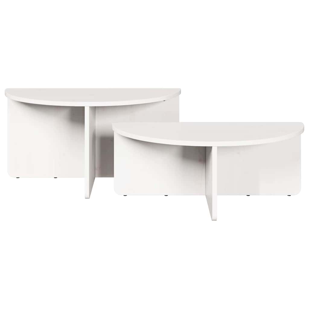 Sofabord 2 pcs Hvid Massivt fyrretræ