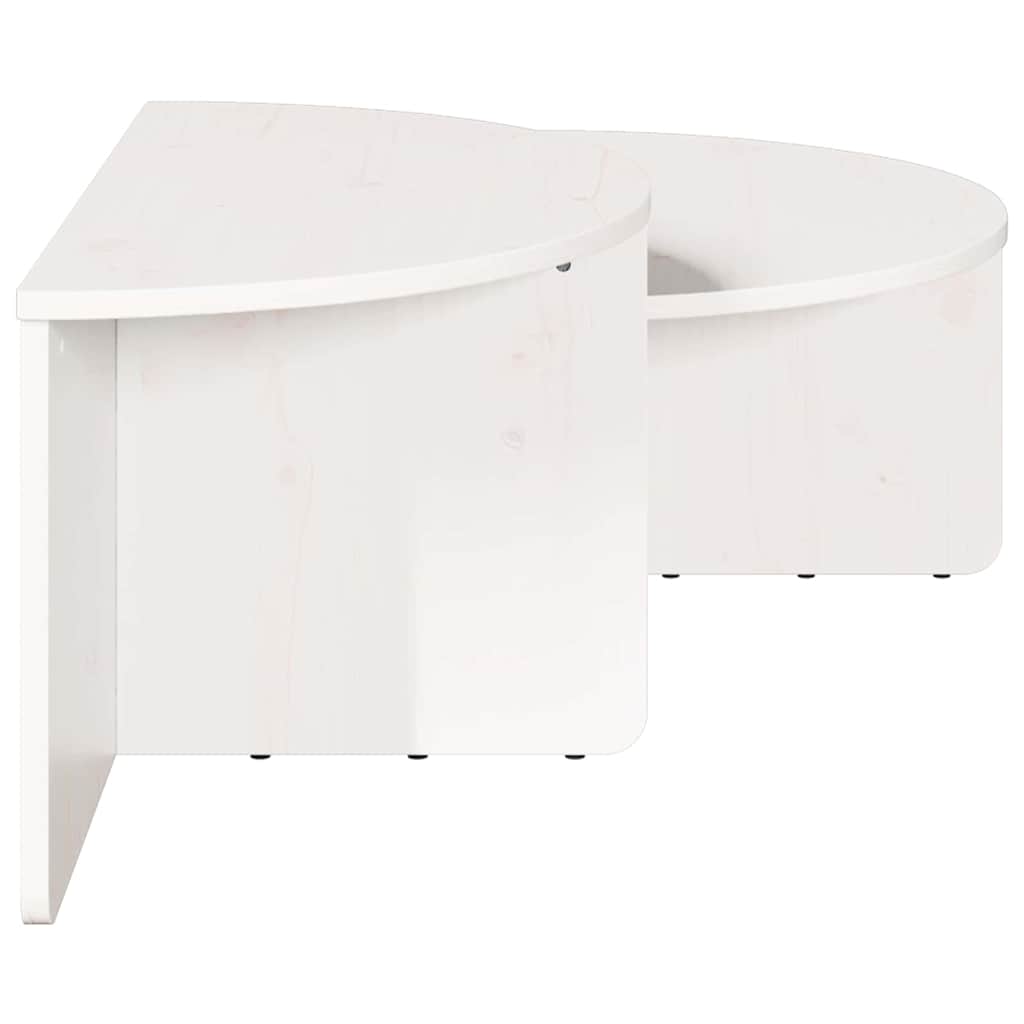 Sofabord 2 pcs Hvid Massivt fyrretræ