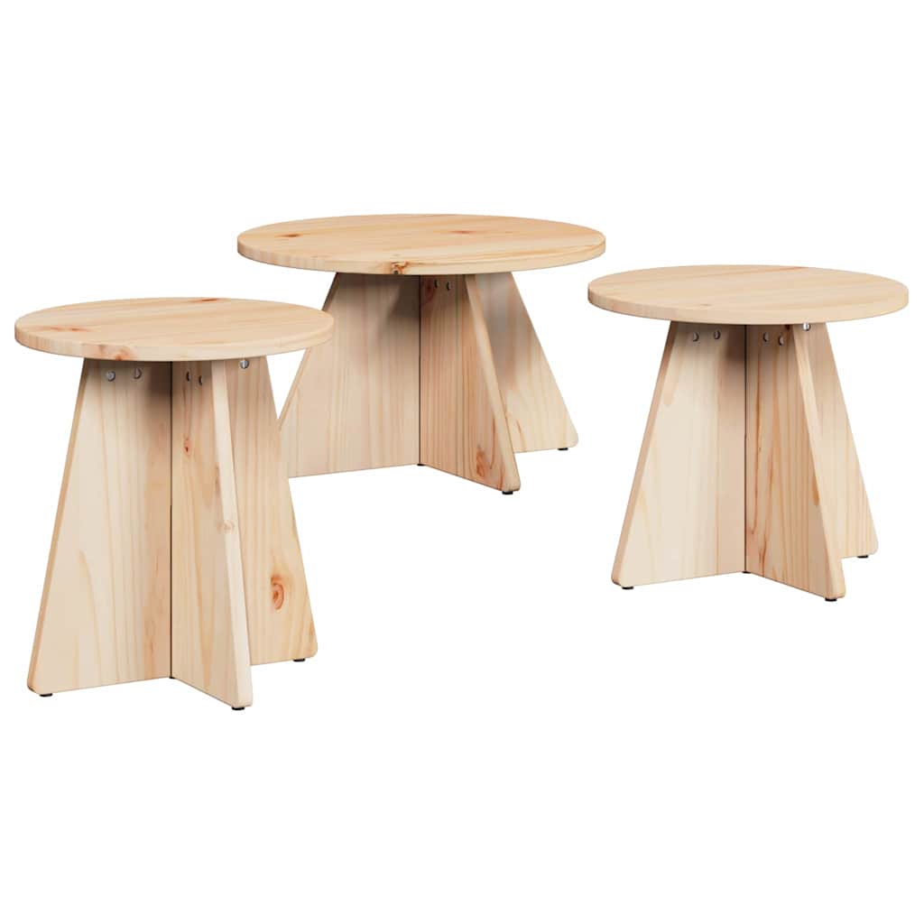 Sofabord 3 pcs Naturfarvet