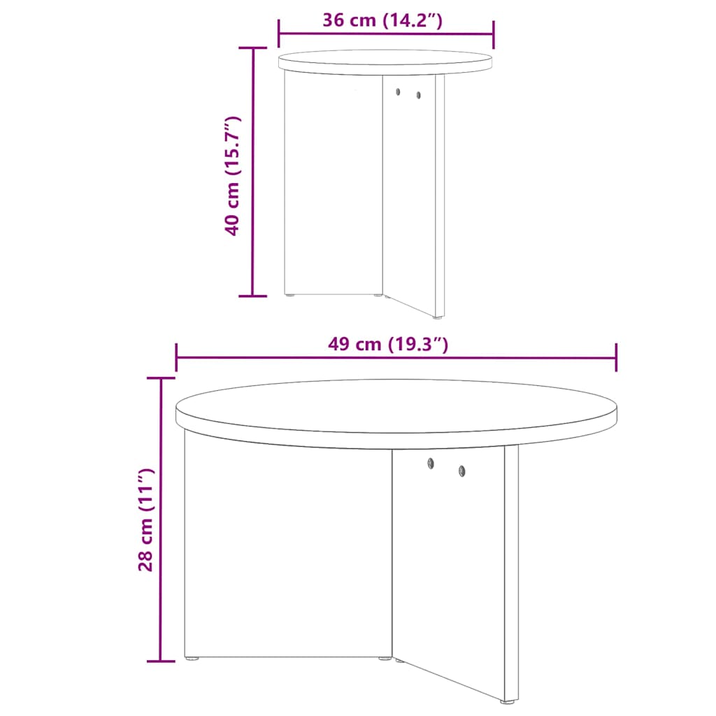 Sofabord 2 pcs Voks brun Massivt fyrretræ