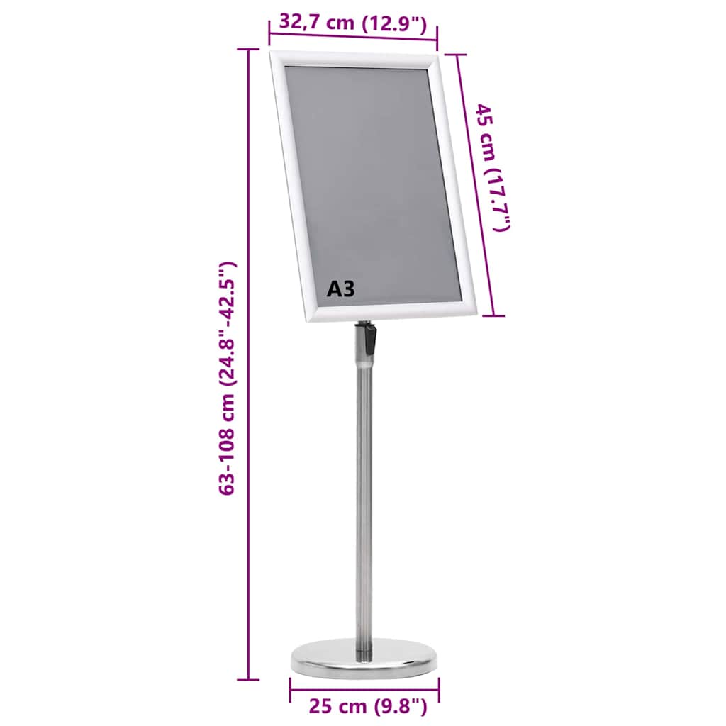 Plakat Stande 2 pcs Sølv 45 x 32,7 x 108 cm Aluminium