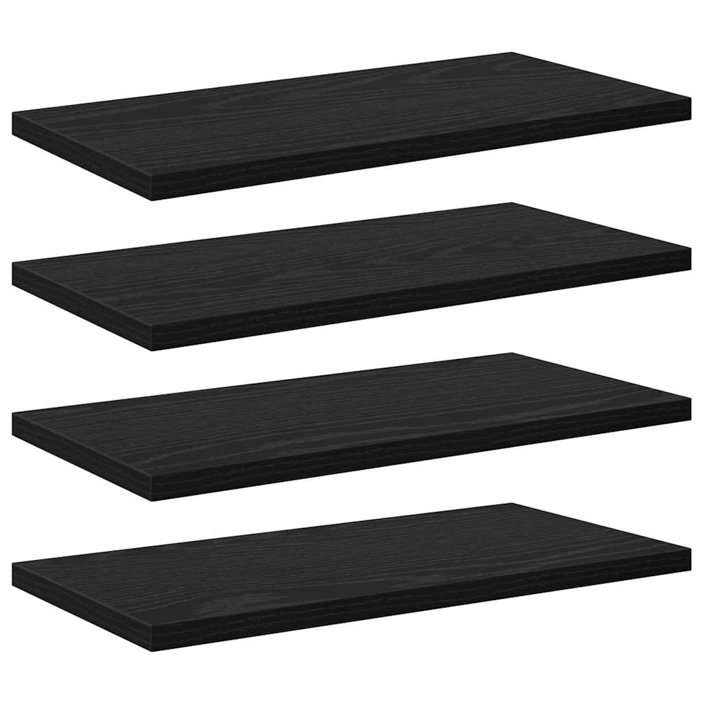 Boghylde Bræt 4 pcs Sort 40 x 20 x 1,5 cm Konstrueret træ