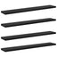 Boghylde Bræt 4 pcs Sort 60 x 10 x 1,5 cm Konstrueret træ