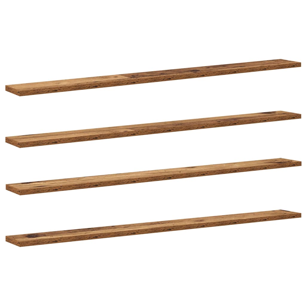 Boghylde Bræt 4 pcs Brun 100 x 10 x 1,5 cm Konstrueret træ