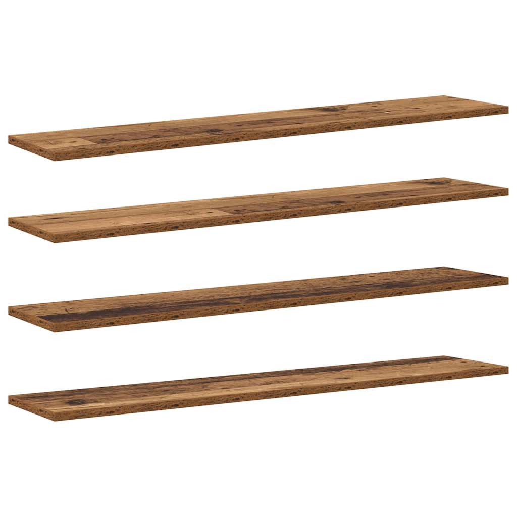 Boghylde Bræt 4 pcs Brun 100 x 20 x 1,5 cm Konstrueret træ