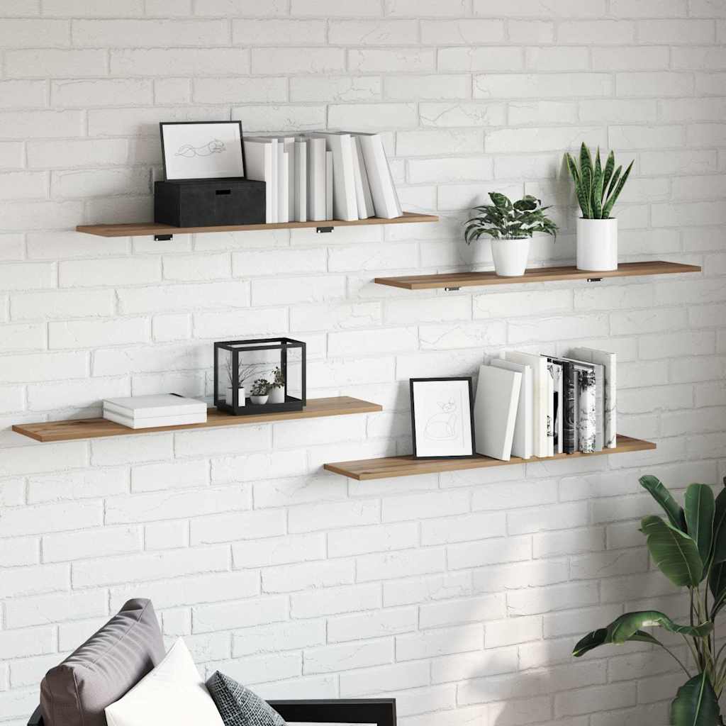 Boghylde Bræt 3 niveauer 4 pcs 100 x 20 x 1,5 cm Brun