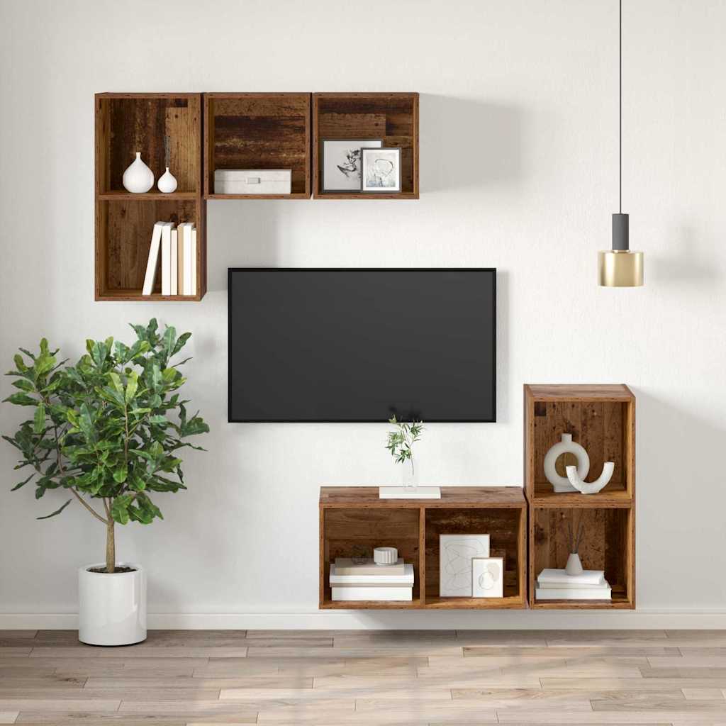 TV-møbelsæt Gammelt træ 37 x 37 x 72 cm Konstrueret træ