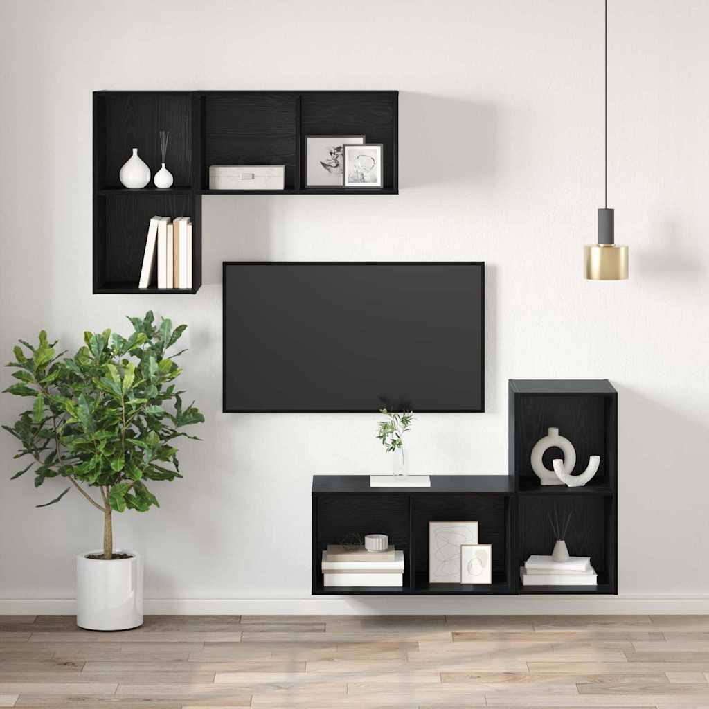 TV-møbelsæt Vægmonteret Sort eg 37 x 37 x 72 cm Konstrueret træ