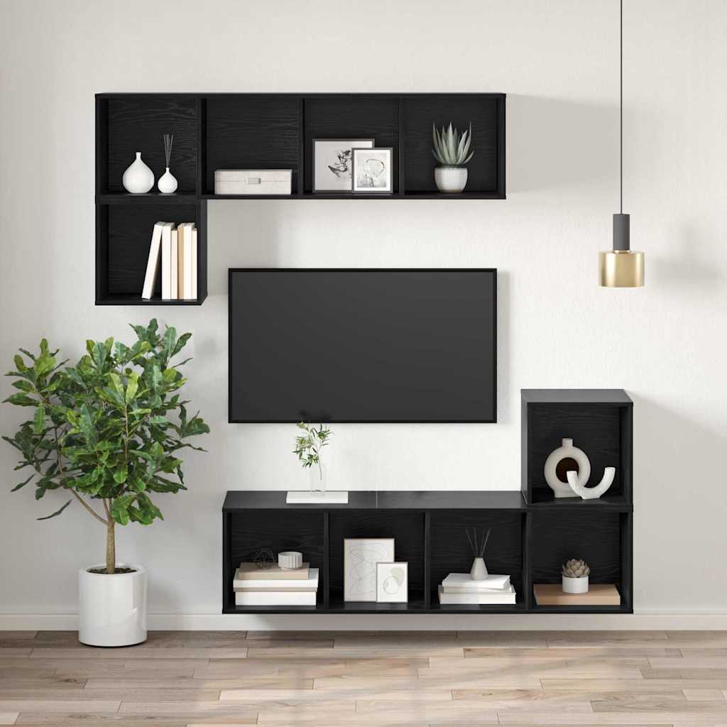 TV-møbelsæt Sort eg 37 x 37 x 107 cm Konstrueret træ