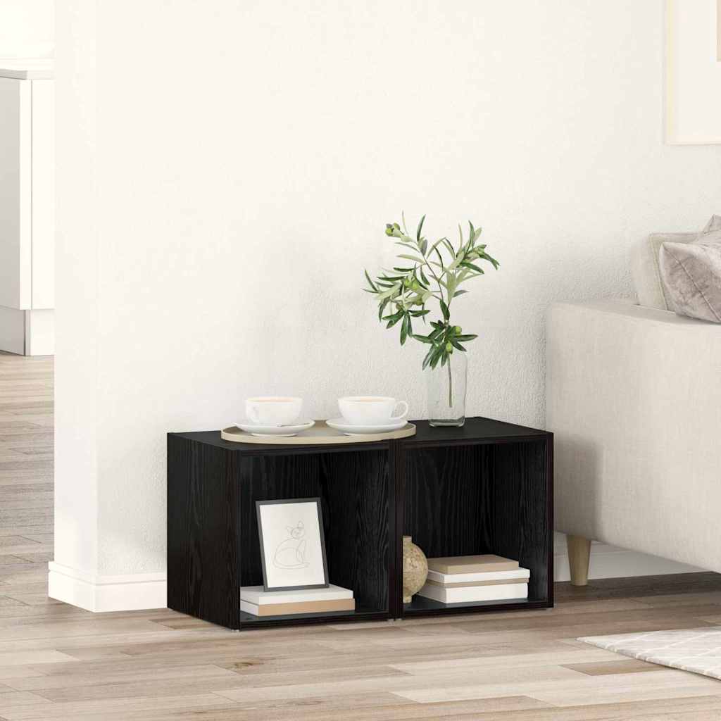 TV-møbelsæt 2 pcs 37 x 35 x 37,5 cm Sort Konstrueret træ