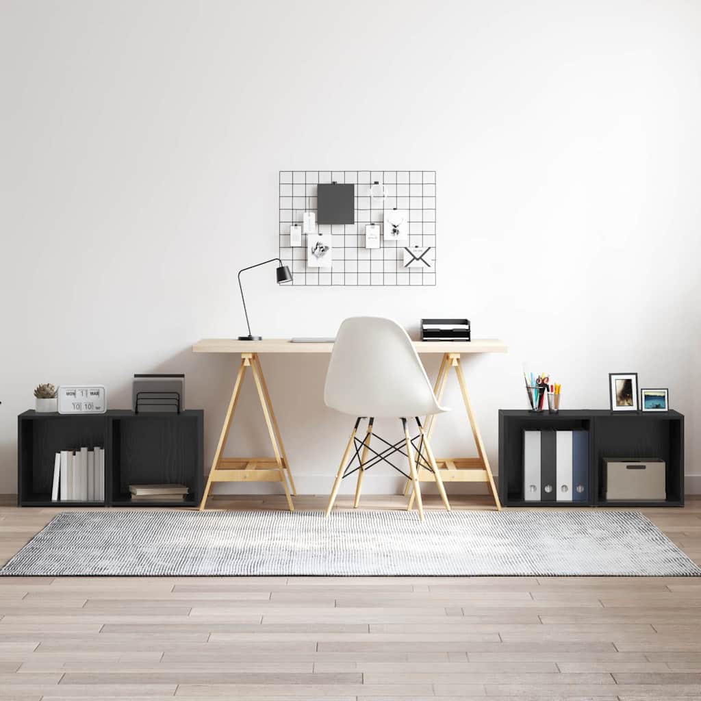 TV-møbelsæt 4 pcs Sort 37 x 35 x 37,5 cm Konstrueret træ
