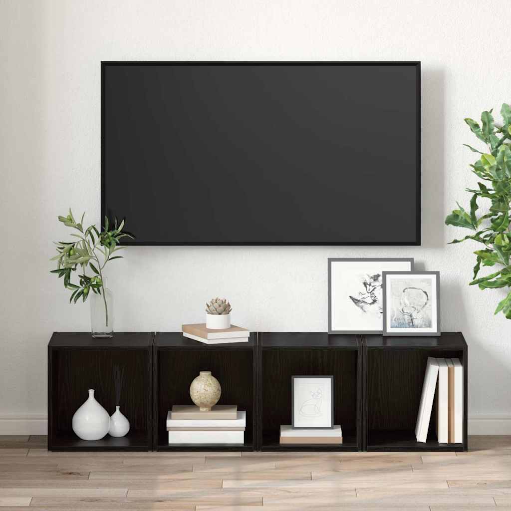 TV-møbelsæt 4 pcs Sort 37 x 35 x 37,5 cm Konstrueret træ