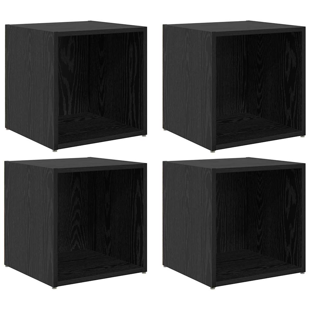 TV-møbelsæt 4 pcs Sort 37 x 35 x 37,5 cm Konstrueret træ