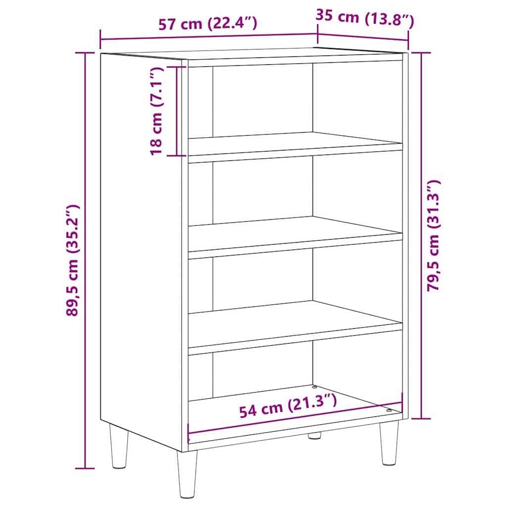 Sideboard Artisan Egetræ 57 x 35 x 89.5 cm Konstrueret træ