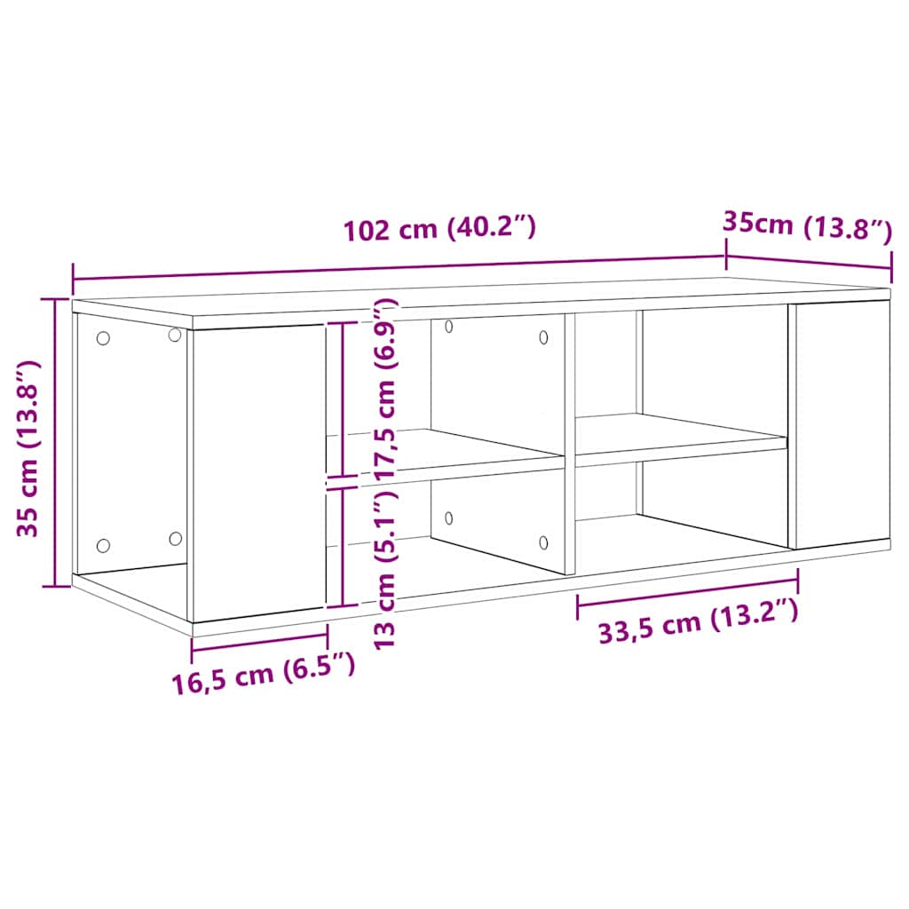 TV-møbelsæt Gammelt træ 102 x 35 x 35 cm Konstrueret træ
