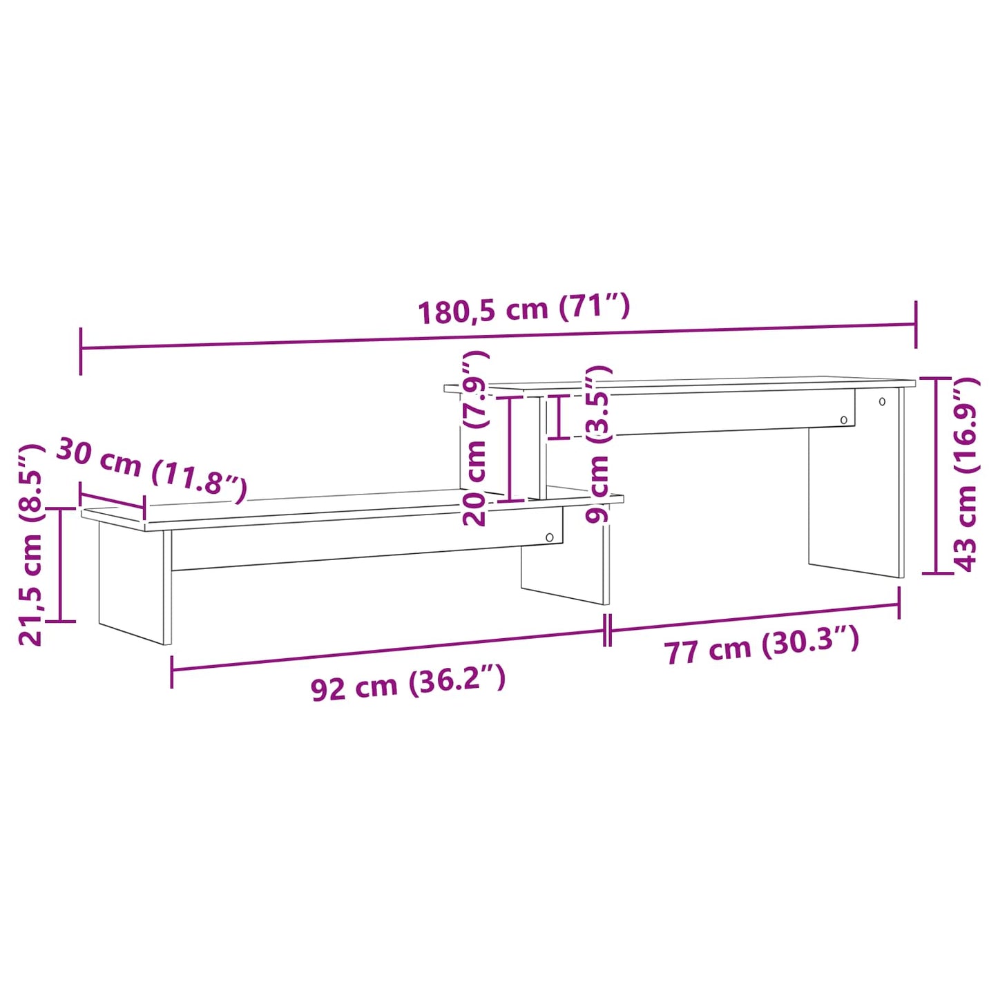 TV-møbelsæt 180,5 x 30 x 43 cm Gammelt træ Konstrueret træ