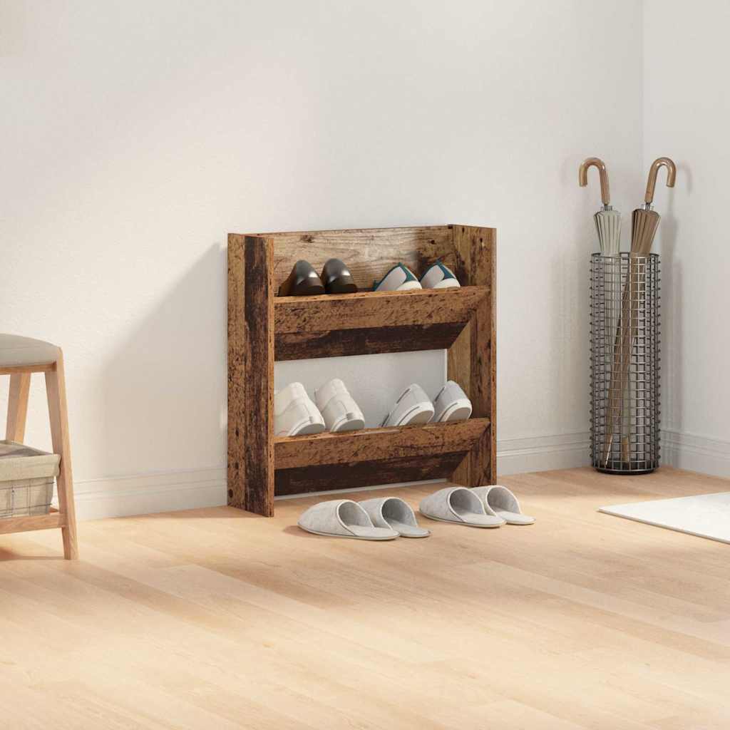 Sko skab med hylde Gammelt træ 60 x 18 x 60 cm Konstrueret træ