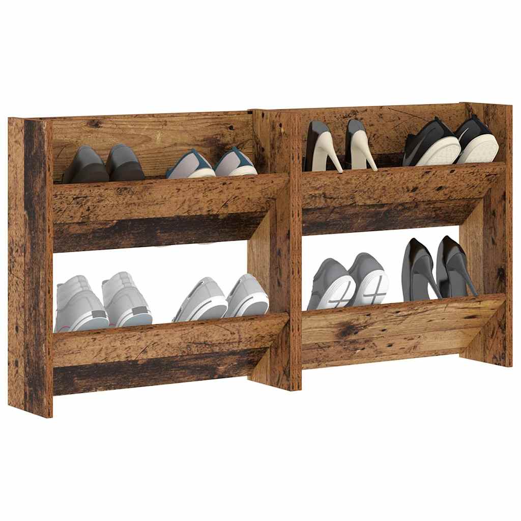 Sko skab 2 pcs Gammelt træ 60 x 18 x 60 cm Konstrueret træ
