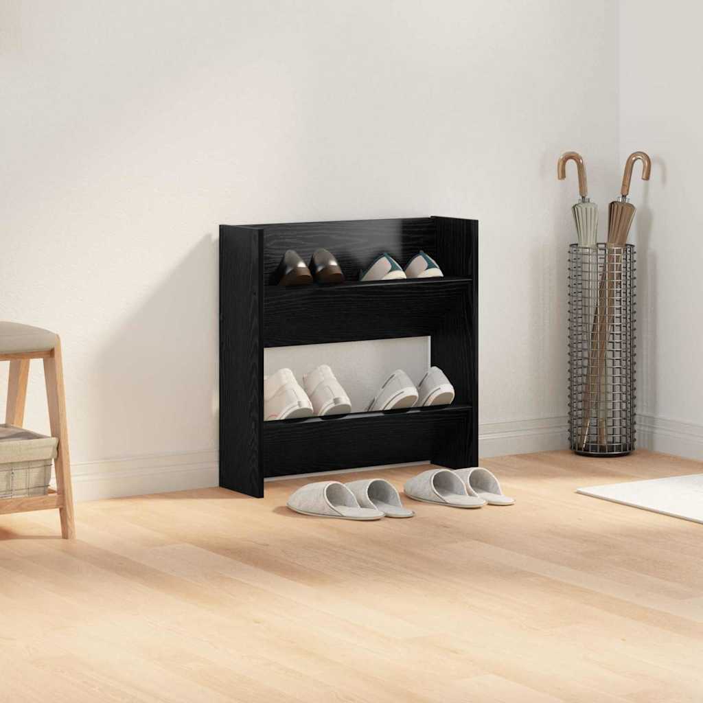 Sko skab med hylde Sort eg 60 x 18 x 60 cm Konstrueret træ