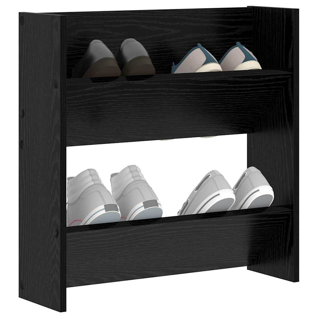Sko skab med hylde Sort eg 60 x 18 x 60 cm Konstrueret træ
