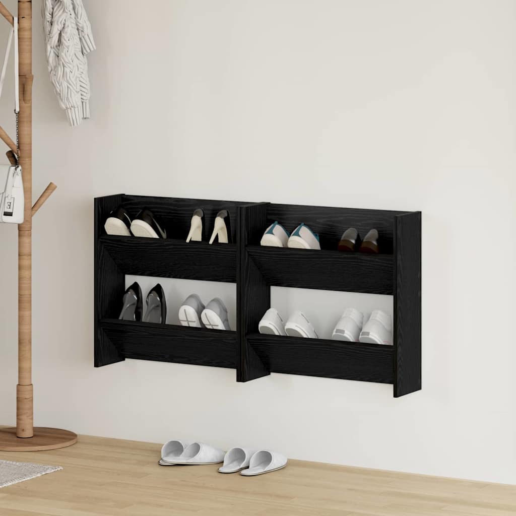 Sko skab 2 pcs Sort eg 60 x 18 x 60 cm Konstrueret træ