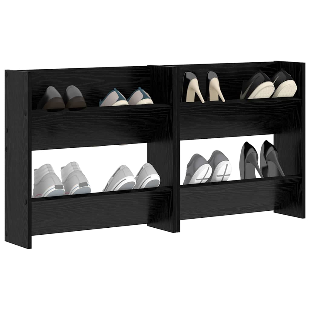 Sko skab 2 pcs Sort eg 60 x 18 x 60 cm Konstrueret træ
