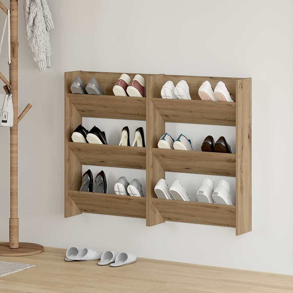 Sko skab 2 stk. 60 x 18 x 90 cm Konstrueret træ Artisan Egetræ