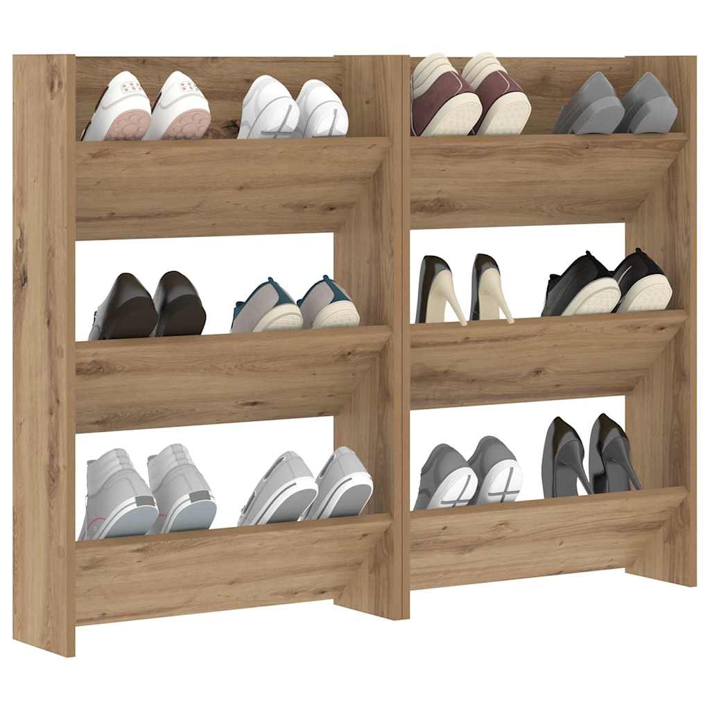 Sko skab 2 stk. 60 x 18 x 90 cm Konstrueret træ Artisan Egetræ