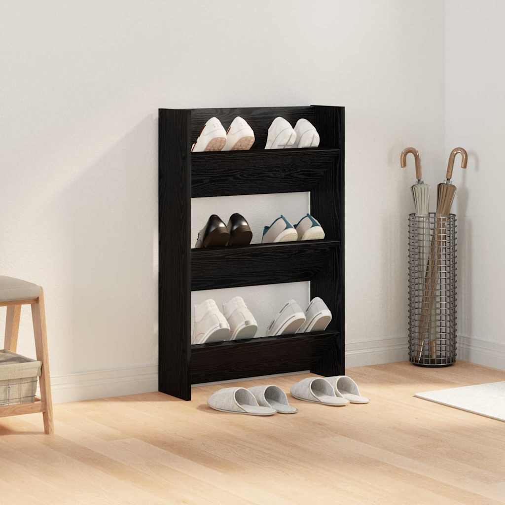 Sko skab med hylde Sort eg 60 x 18 x 90 cm Konstrueret træ