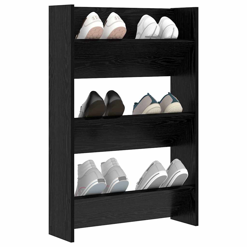 Sko skab med hylde Sort eg 60 x 18 x 90 cm Konstrueret træ