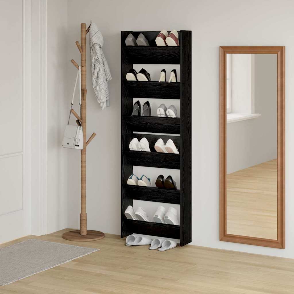 Sko skab 2 pcs Sort eg 60 x 18 x 90 cm Konstrueret træ