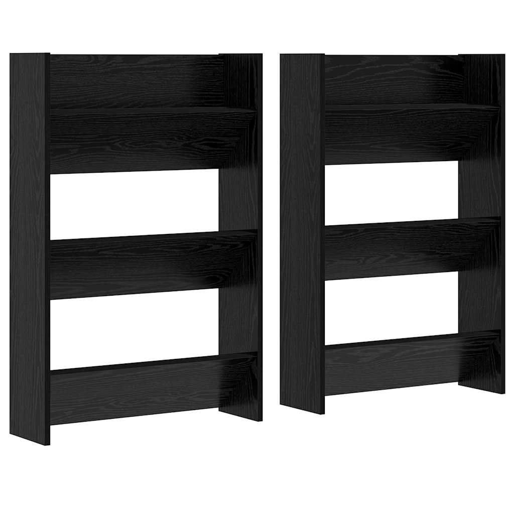 Sko skab 2 pcs Sort eg 60 x 18 x 90 cm Konstrueret træ