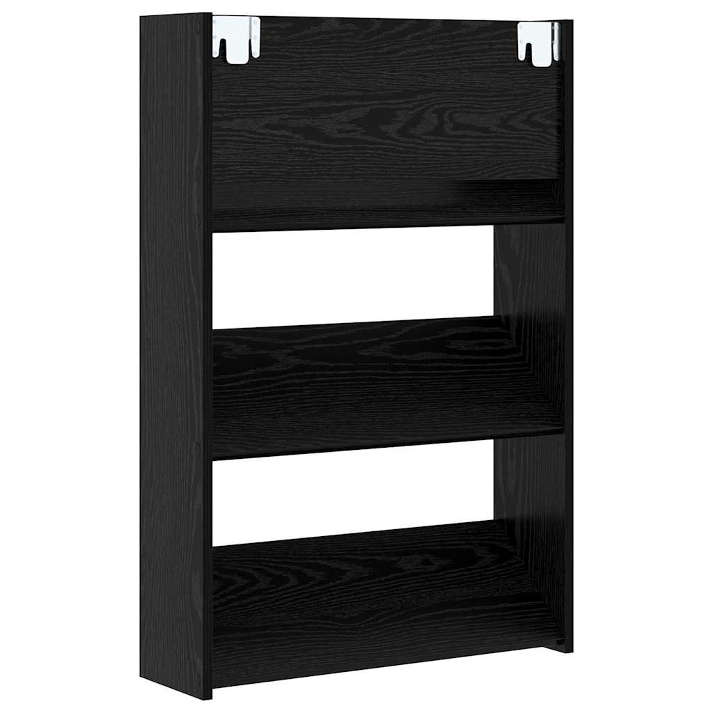 Sko skab 2 pcs Sort eg 60 x 18 x 90 cm Konstrueret træ
