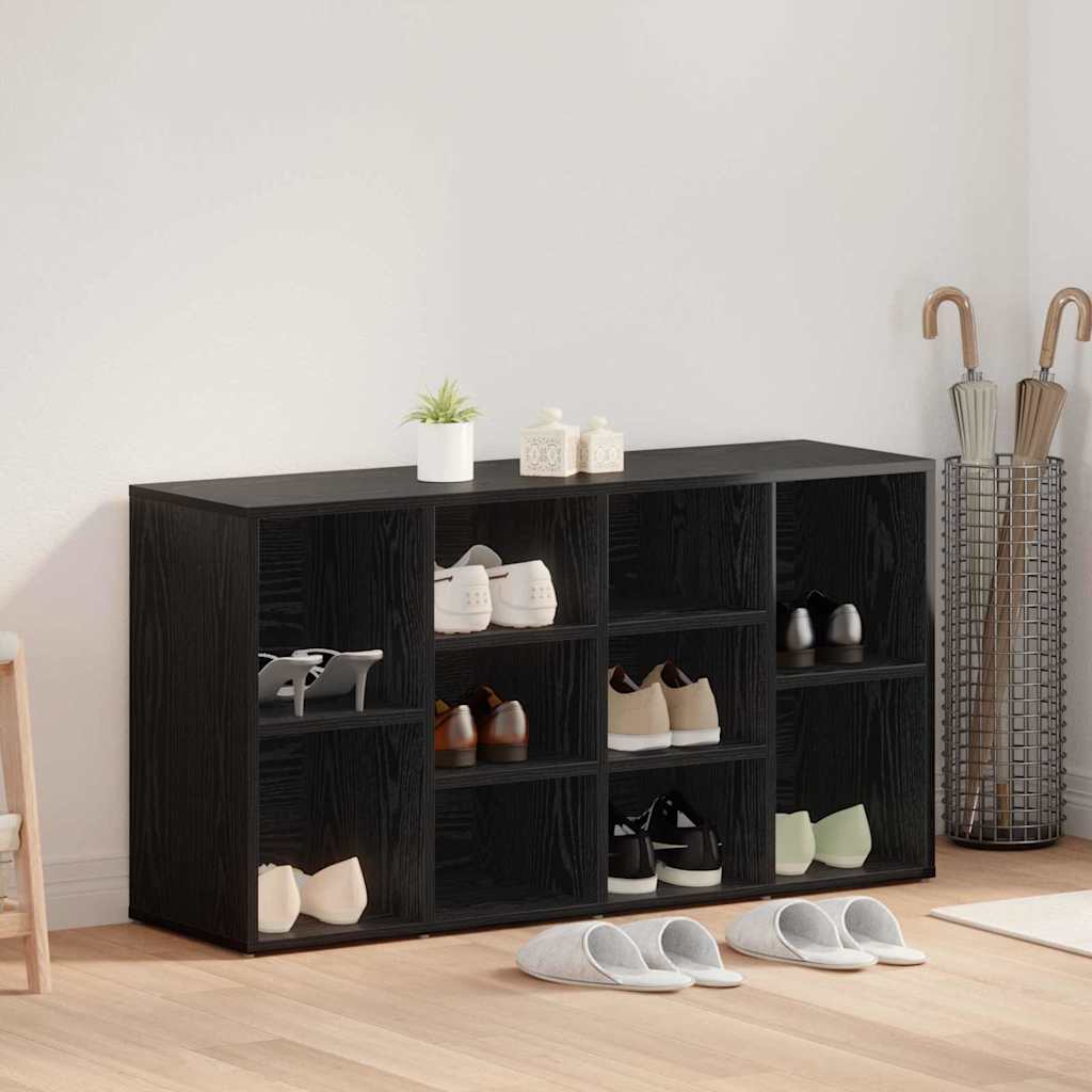 Sko bænk med hylde Sort eg 103 x 30 x 54,5 cm Konstrueret træ