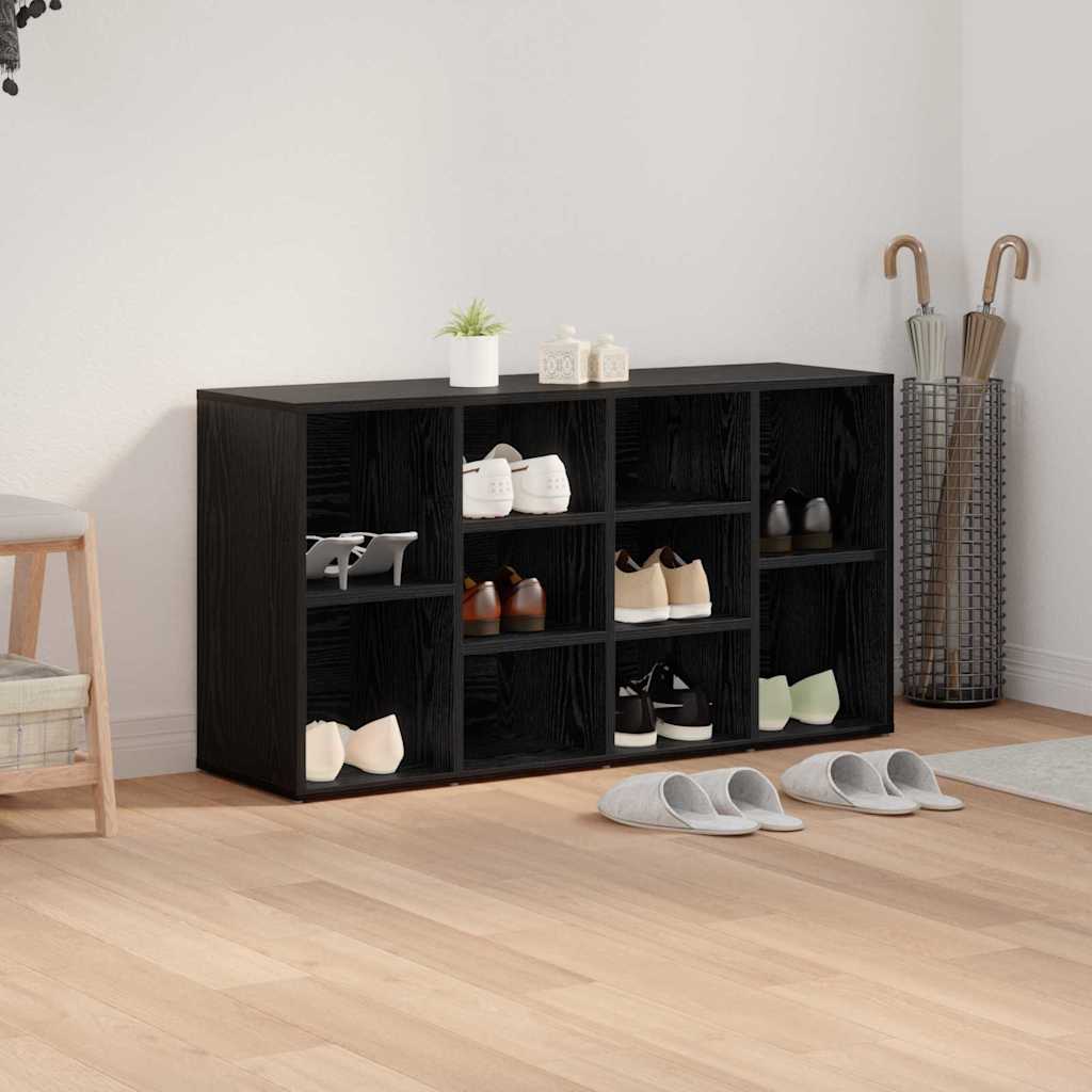 Sko bænk med hylde Sort eg 103 x 30 x 54,5 cm Konstrueret træ