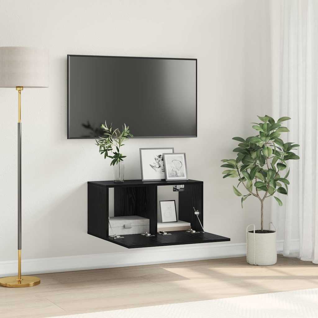 TV-møbelsæt Vægmonteret Sort 60 x 30 x 30 cm Konstrueret træ