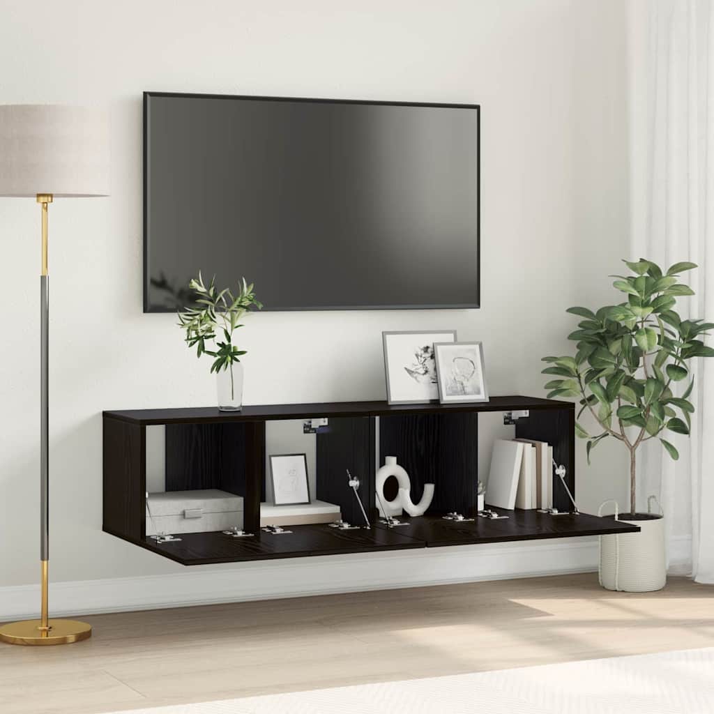 TV-møbelsæt 2 pcs Sort 60 x 30 x 30 cm Konstrueret træ