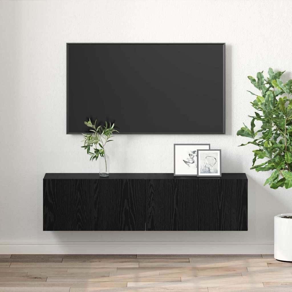 TV-møbelsæt 2 pcs Sort 60 x 30 x 30 cm Konstrueret træ