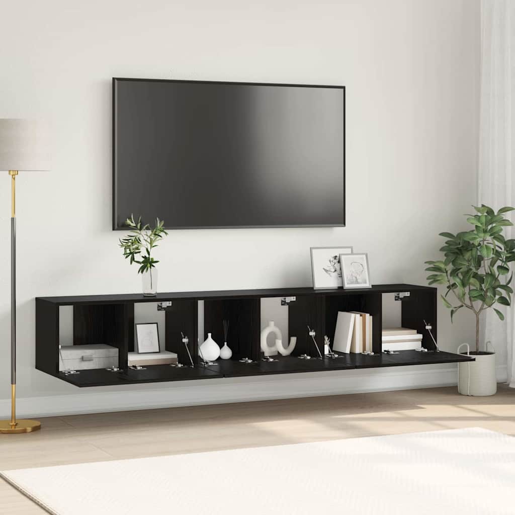 TV-møbelsæt 3 pcs Sort 60 x 30 x 30 cm Konstrueret træ