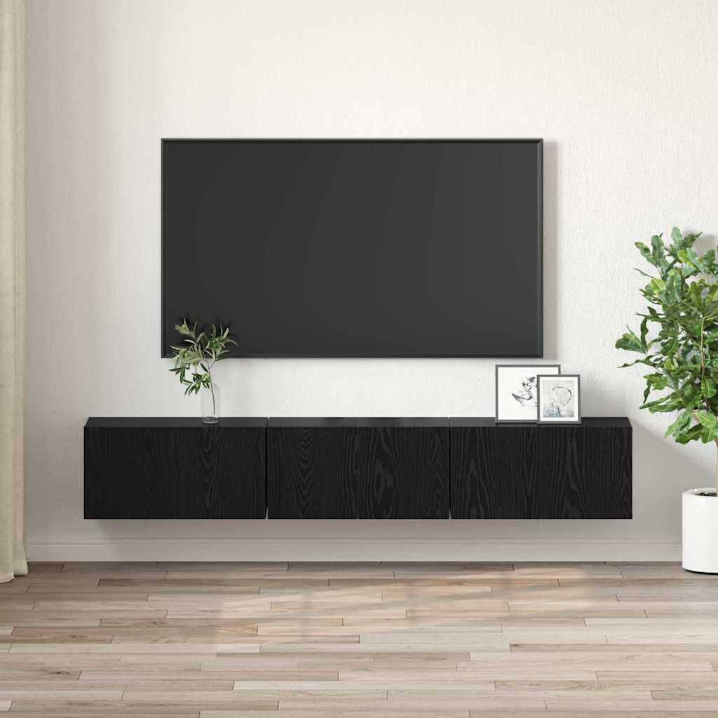 TV-møbelsæt 3 pcs Sort 60 x 30 x 30 cm Konstrueret træ