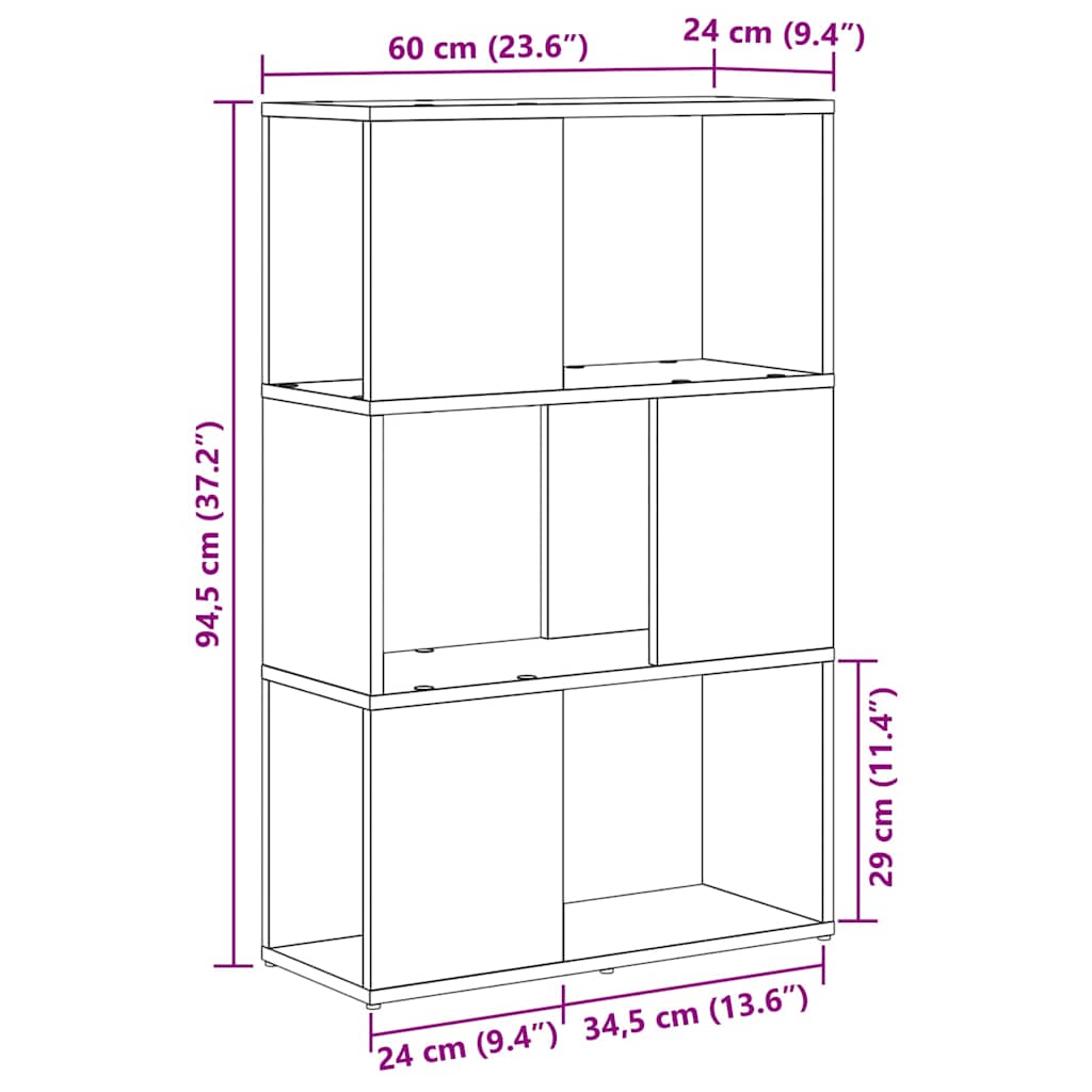 TV-møbelsæt Vægmonteret Brun 60 x 24 x 94,5 cm Konstrueret træ