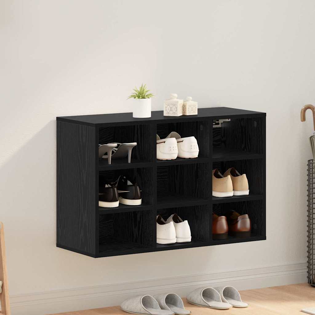 Sko skab med hylde Sort eg 77,5 x 30 x 51 cm Konstrueret træ