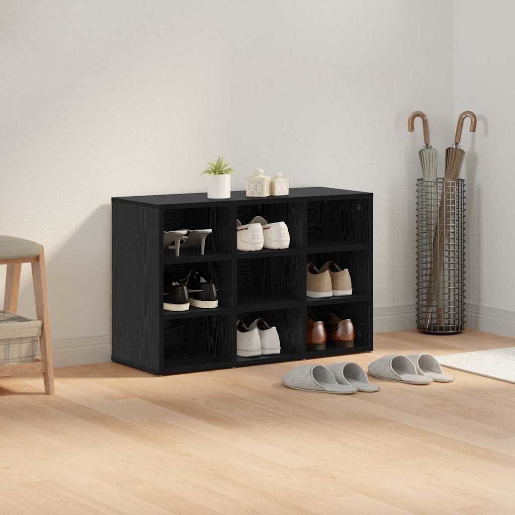 Sko skab med hylde Sort eg 77,5 x 30 x 51 cm Konstrueret træ