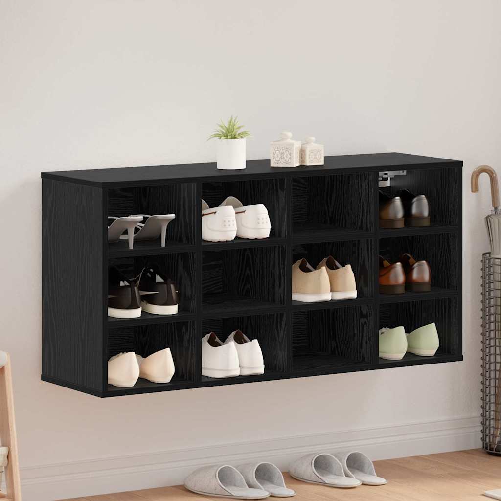 Sko skab med hylde Sort eg 103 x 30 x 51 cm Konstrueret træ