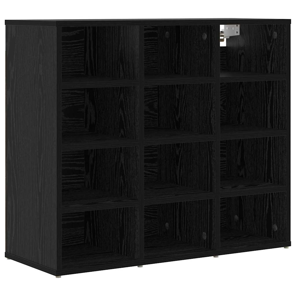 Sko skab med hylde Sort eg 77,5 x 30 x 67 cm Konstrueret træ